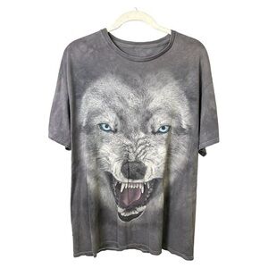 VTG Wolf T Shirt Mens Large Majestic Native American Short Sleeve Gray 3D Tees